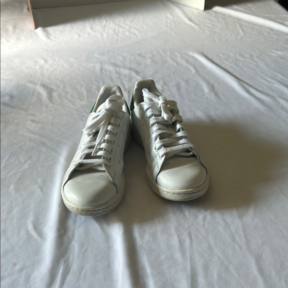 Adidas White and Green Athletic Sneakers Low-Top